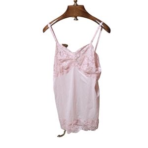 Vintage Womens Sears Nightgown Slip Dress Chemise Pink Lace Size 44